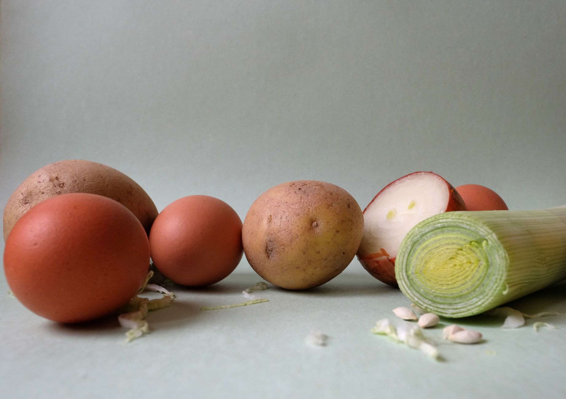 Aardappel-preisoep gegratineerd met kaas