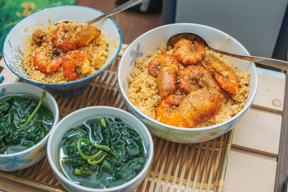 Jambalaya met kip, worst en garnalen