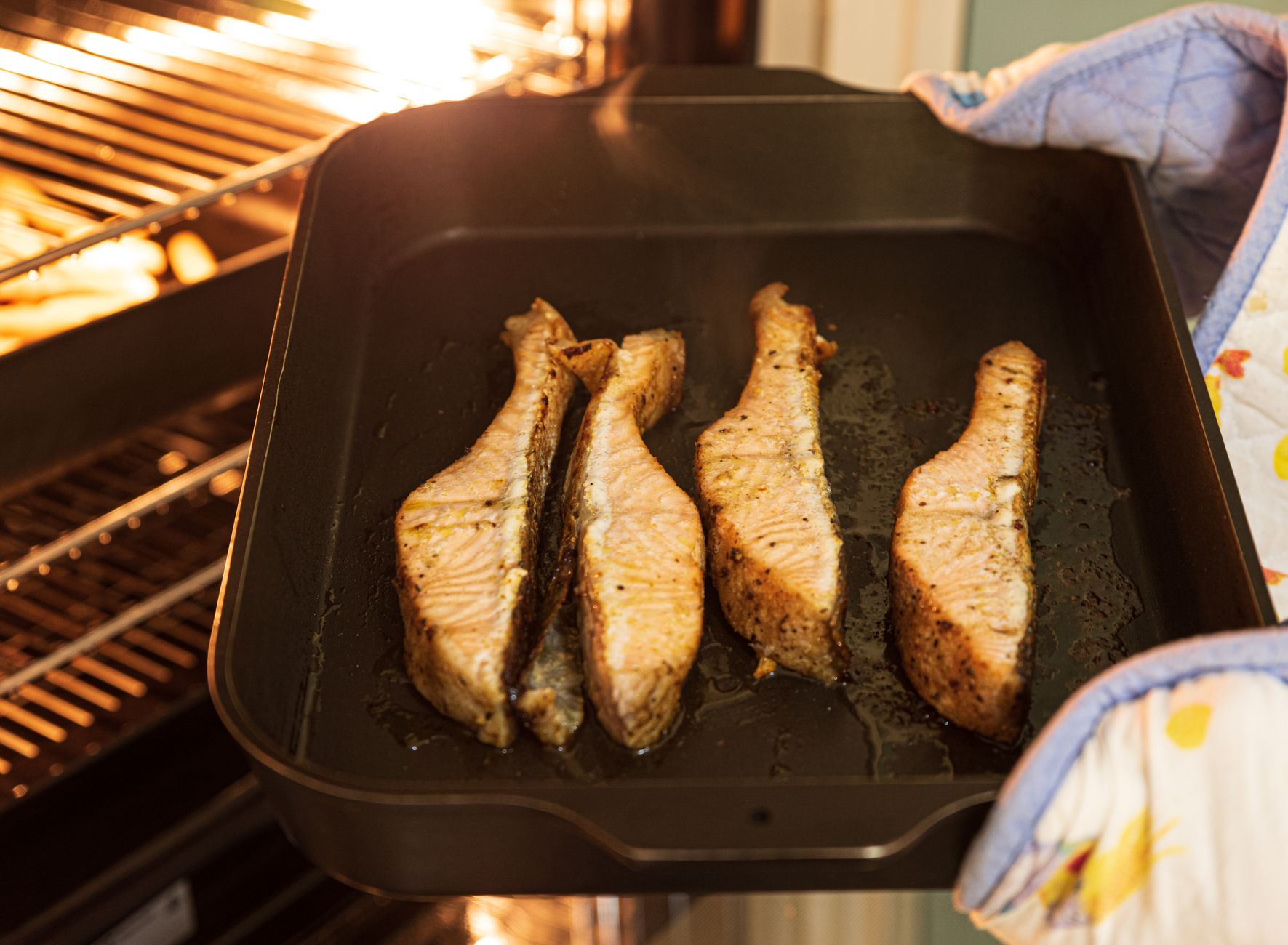 Vispannetje met zalm en kabeljauw uit de oven